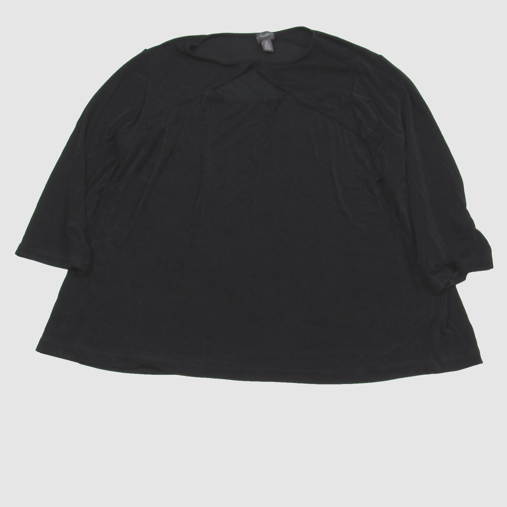 Chicos Travelers Womens Shirt Size 3 XL Black 3/4 Sleeve Keyhole Front